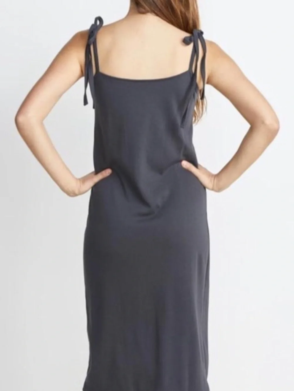 Marine Layer | Women’s Charcoal Grey Farrah Tie Strap Midi Tank Slip Dress Sz S
